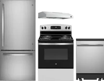 4 Piece Package Includes Refrigerator, Range, Hood And Dishwasher