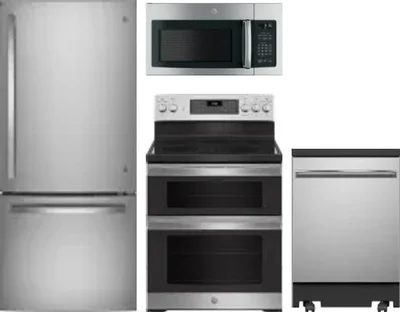 4 Piece Package Includes Refrigerator, Range, Microwave And Dishwasher