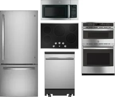 5 Piece Package Includes Refrigerator, Cooktop, Wall Oven, Microwave And Dishwasher