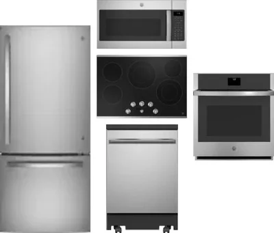 5 Piece Package Includes Refrigerator, Cooktop, Wall Oven, Microwave And Dishwasher