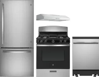 4 Piece Package Includes Refrigerator, Range, Hood And Dishwasher