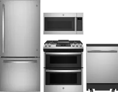 4 Piece Package Includes Refrigerator, Range, Microwave And Dishwasher
