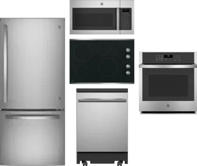 5 Piece Package Includes Refrigerator, Cooktop, Wall Oven, Microwave And Dishwasher