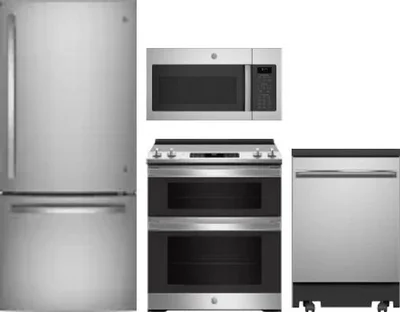 4 Piece Package Includes Refrigerator, Range, Microwave And Dishwasher