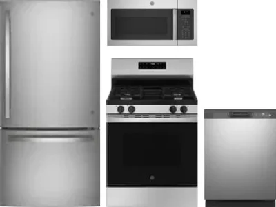 4 Piece Package Includes Refrigerator, Range, Microwave And Dishwasher