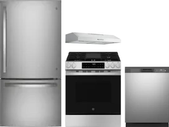 4 Piece Package Includes Refrigerator, Range, Hood And Dishwasher