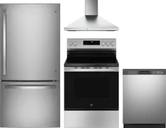 4 Piece Package Includes Refrigerator, Range, Hood And Dishwasher