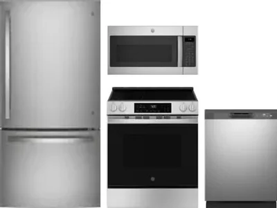 4 Piece Package Includes Refrigerator, Range, Microwave And Dishwasher