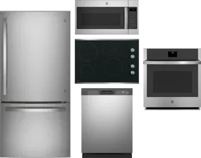 5 Piece Package Includes Refrigerator, Cooktop, Wall Oven, Microwave And Dishwasher