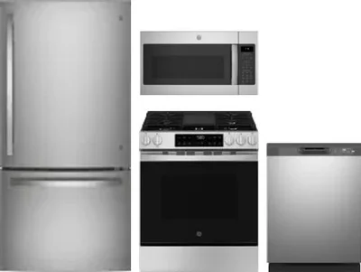 4 Piece Package Includes Refrigerator, Range, Microwave And Dishwasher