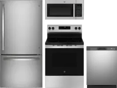 4 Piece Package Includes Refrigerator, Range, Microwave And Dishwasher