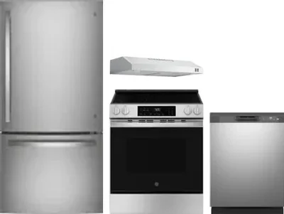 4 Piece Package Includes Refrigerator, Range, Hood And Dishwasher