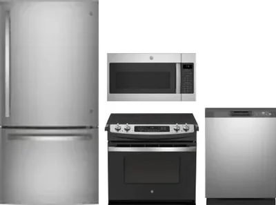 4 Piece Package Includes Refrigerator, Range, Microwave And Dishwasher