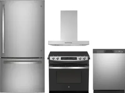 4 Piece Package Includes Refrigerator, Range, Hood And Dishwasher