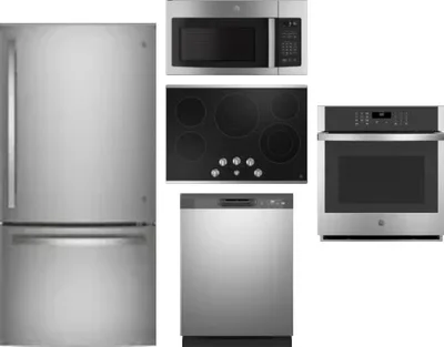 5 Piece Package Includes Refrigerator, Cooktop, Wall Oven, Microwave And Dishwasher