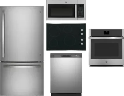 5 Piece Package Includes Refrigerator, Cooktop, Wall Oven, Microwave And Dishwasher