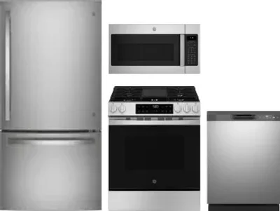 4 Piece Package Includes Refrigerator, Range, Microwave And Dishwasher