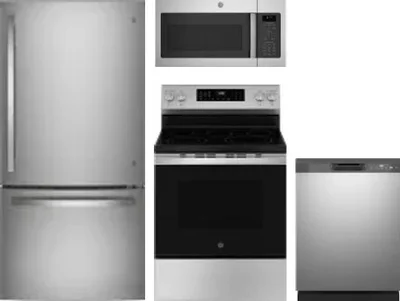 4 Piece Package Includes Refrigerator, Range, Microwave And Dishwasher