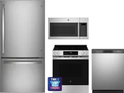 4 Piece Package Includes Refrigerator, Range, Microwave And Dishwasher