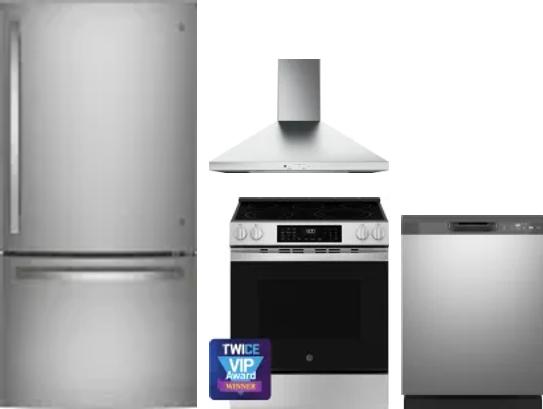 4 Piece Package Includes Refrigerator, Range, Hood And Dishwasher