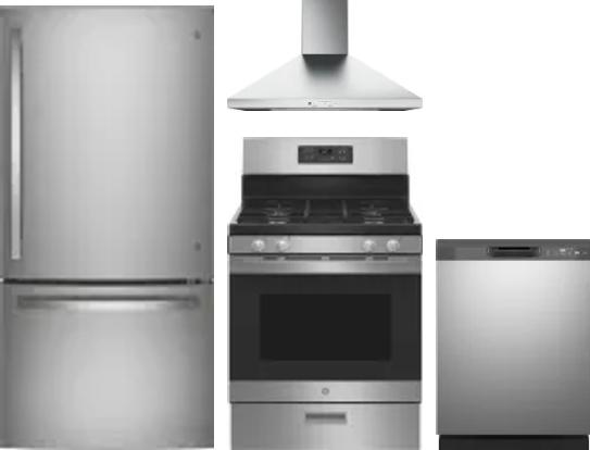 4 Piece Package Includes Refrigerator, Range, Hood And Dishwasher