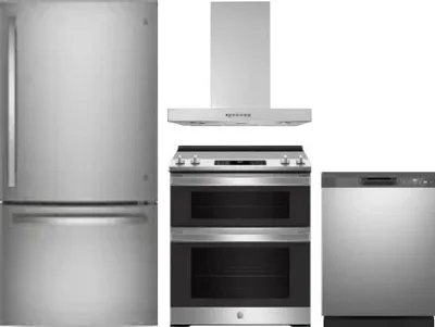 4 Piece Package Includes Refrigerator, Range, Hood And Dishwasher