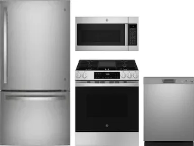 4 Piece Package Includes Refrigerator, Range, Microwave And Dishwasher