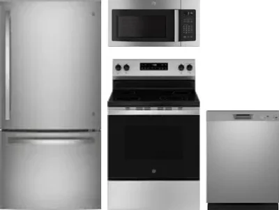 4 Piece Package Includes Refrigerator, Range, Microwave And Dishwasher