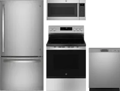 4 Piece Package Includes Refrigerator, Range, Microwave And Dishwasher