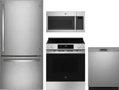 4 Piece Package Includes Refrigerator, Range, Microwave And Dishwasher