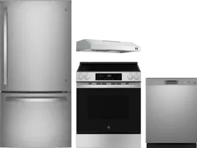 4 Piece Package Includes Refrigerator, Range, Hood And Dishwasher