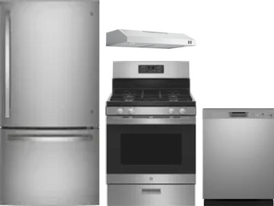 4 Piece Package Includes Refrigerator, Range, Hood And Dishwasher