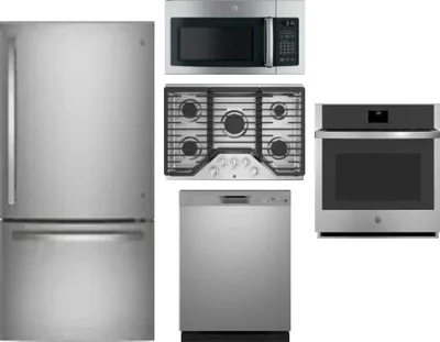 5 Piece Package Includes Refrigerator, Cooktop, Wall Oven, Microwave And Dishwasher