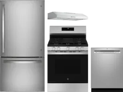 4 Piece Package Includes Refrigerator, Range, Hood And Dishwasher