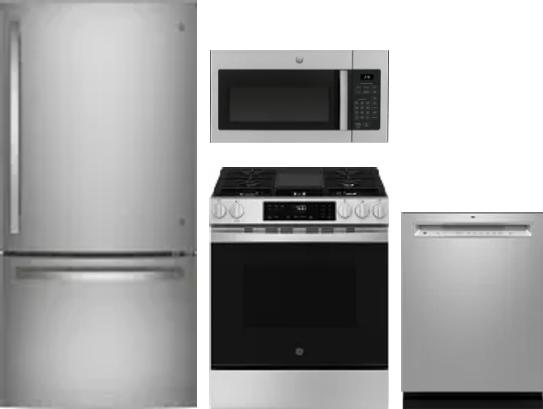 4 Piece Package Includes Refrigerator, Range, Microwave And Dishwasher
