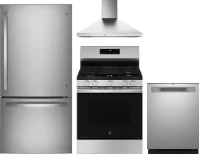 4 Piece Package Includes Refrigerator, Range, Hood And Dishwasher