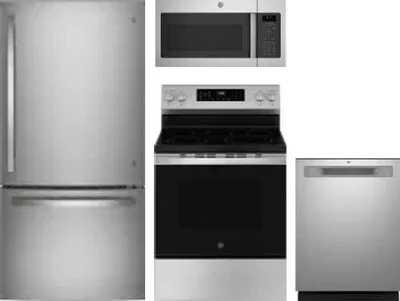 4 Piece Package Includes Refrigerator, Range, Microwave And Dishwasher