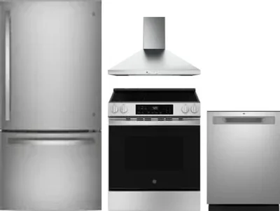 4 Piece Package Includes Refrigerator, Range, Hood And Dishwasher