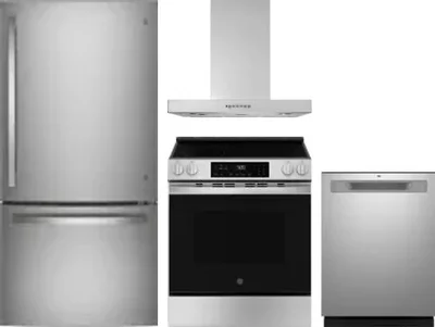 4 Piece Package Includes Refrigerator, Range, Hood And Dishwasher