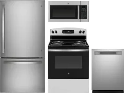4 Piece Package Includes Refrigerator, Range, Microwave And Dishwasher