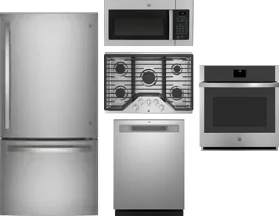 5 Piece Package Includes Refrigerator, Cooktop, Wall Oven, Microwave And Dishwasher