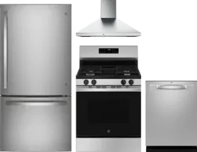 4 Piece Package Includes Refrigerator, Range, Hood And Dishwasher