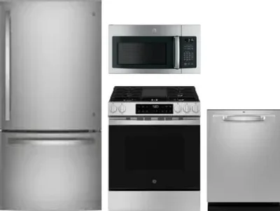 4 Piece Package Includes Refrigerator, Range, Microwave And Dishwasher