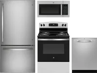 4 Piece Package Includes Refrigerator, Range, Microwave And Dishwasher