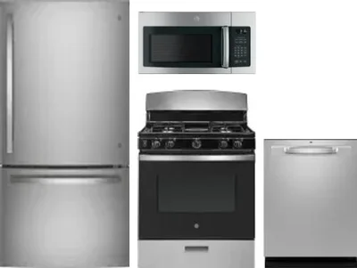 4 Piece Package Includes Refrigerator, Range, Microwave And Dishwasher
