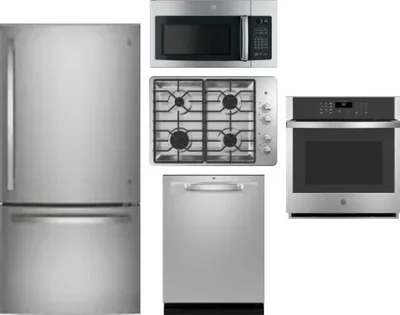 5 Piece Package Includes Refrigerator, Cooktop, Wall Oven, Microwave And Dishwasher
