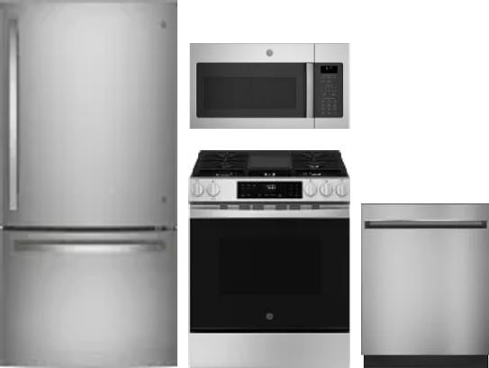 4 Piece Package Includes Refrigerator, Range, Microwave And Dishwasher
