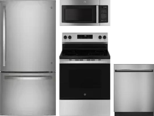 4 Piece Package Includes Refrigerator, Range, Microwave And Dishwasher