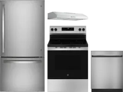 4 Piece Package Includes Refrigerator, Range, Hood And Dishwasher