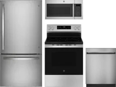 4 Piece Package Includes Refrigerator, Range, Microwave And Dishwasher